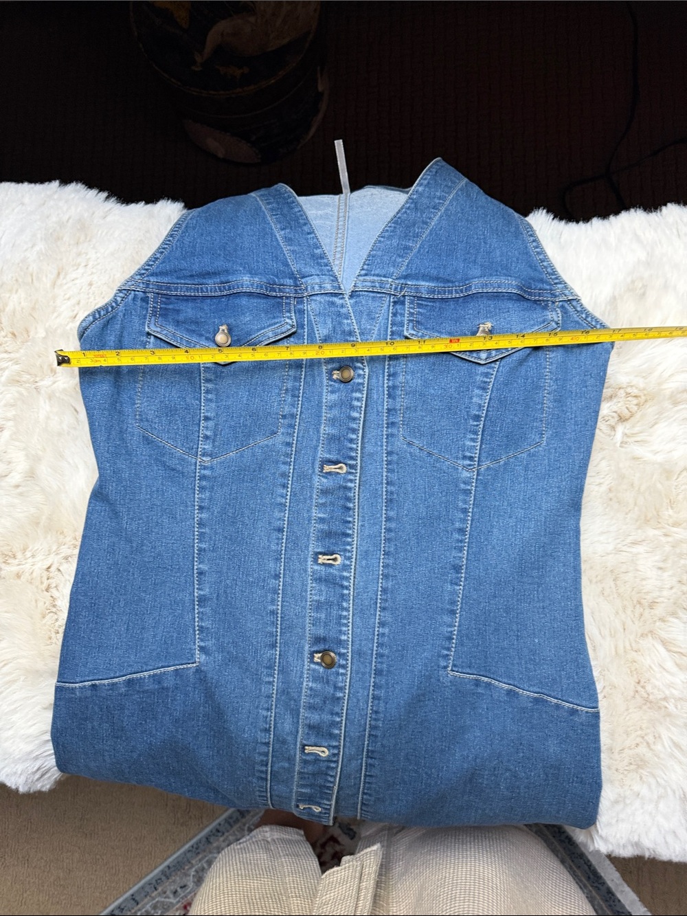 Free People Blue Denim Button-Front Mini Dress - Picture 12 of 13